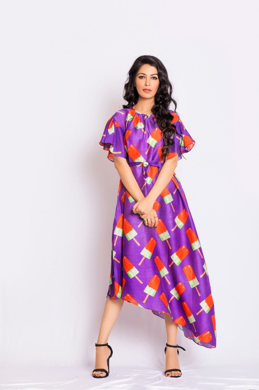 Racy Silk Print Dress