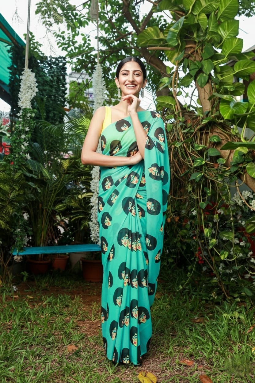 Rock n Roll Georgette Print Saree