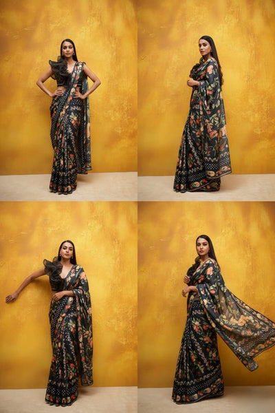 Gallant Jaguar Georgette Print Saree