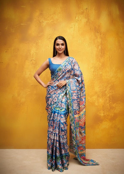Graceful Peacock Georgette Print Saree