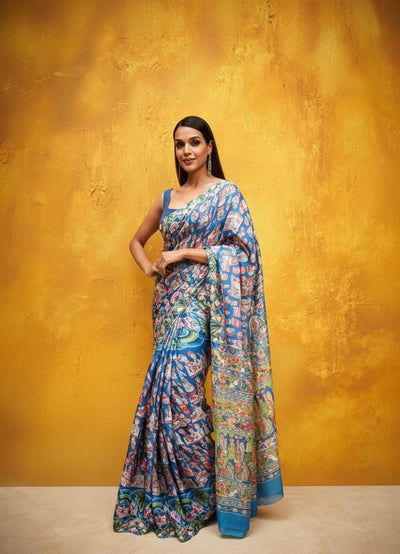 Graceful Peacock Georgette Print Saree