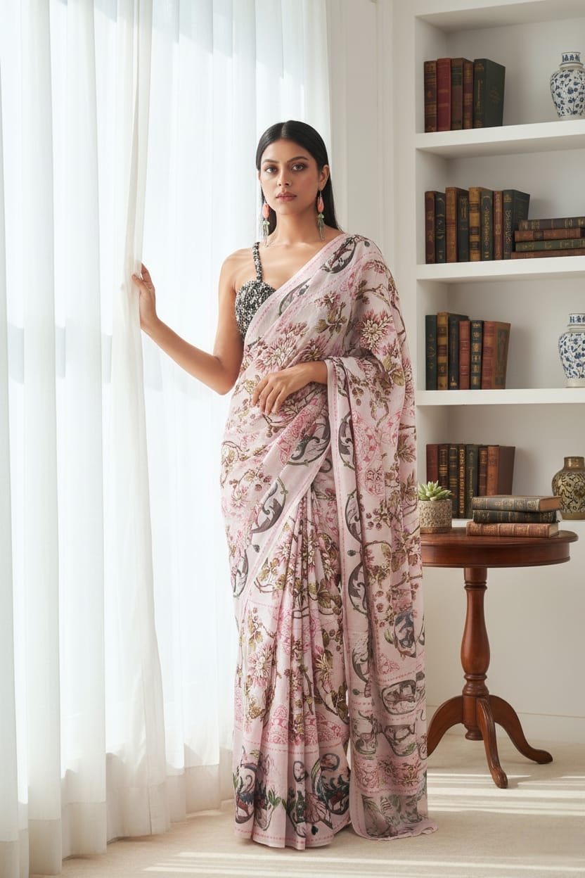 Floral Shell Georgette Print Saree