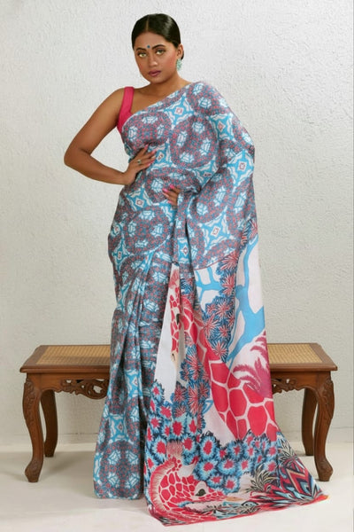Slender Giraffe Georgette Print Saree