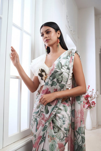 Charismatic Floral Georgette Print Saree
