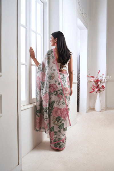 Charismatic Floral Georgette Print Saree