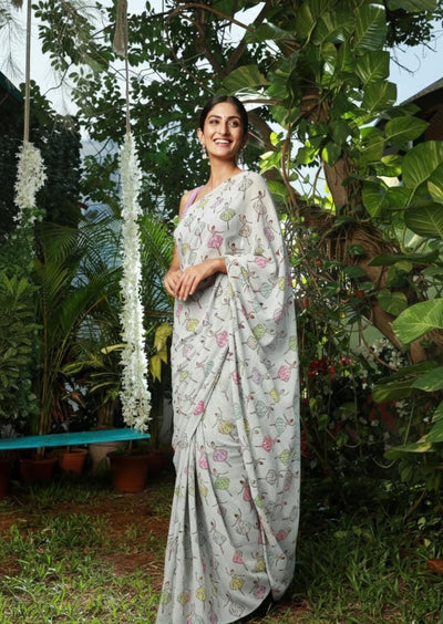 Beautiful Ballet Georgette Print Saree