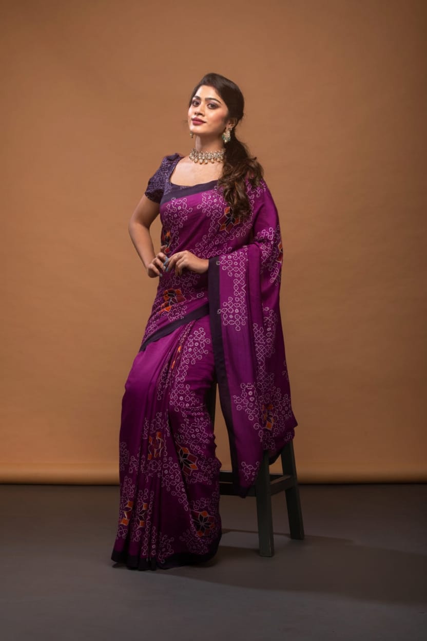 Graceful Goddess Satin Print Saree