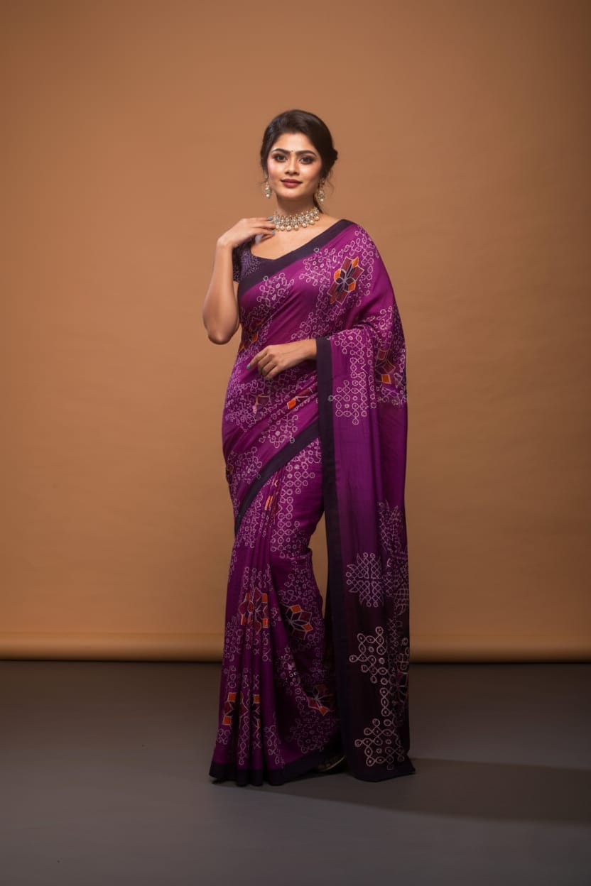 Graceful Goddess Satin Print Saree