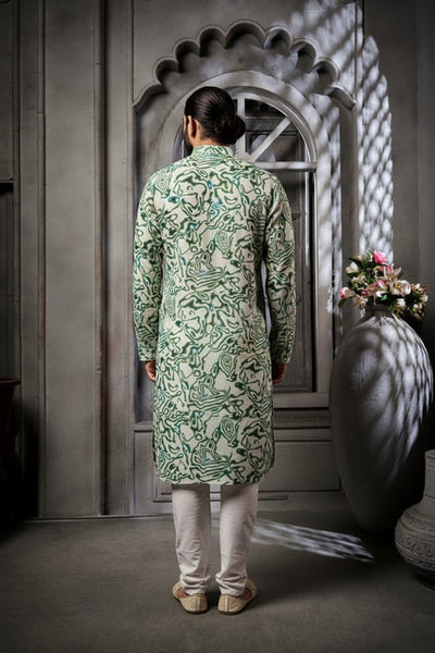 Green Abstract Cotton Print Kurta
