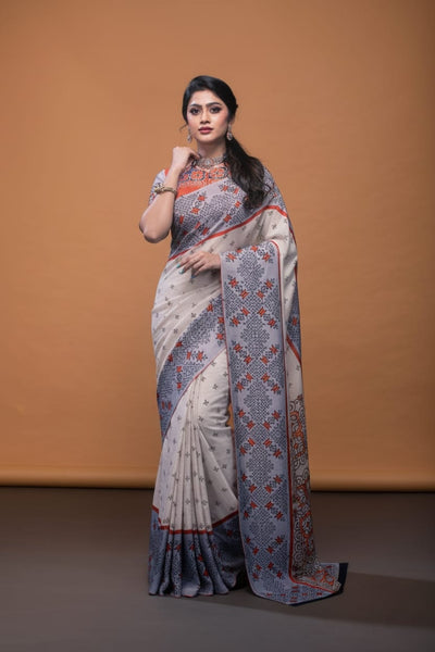 Intricate Maze Satin Print Saree