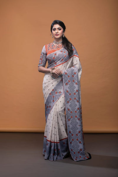 Intricate Maze Satin Print Saree