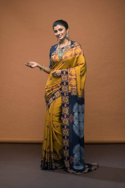 Elephant Queen Satin Print Saree