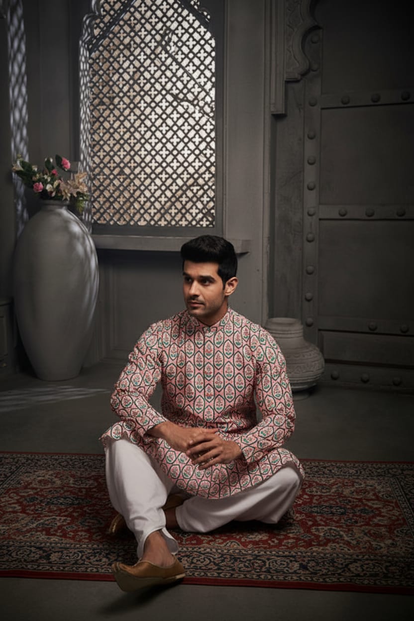 Lilac Nature Cotton Print Kurta
