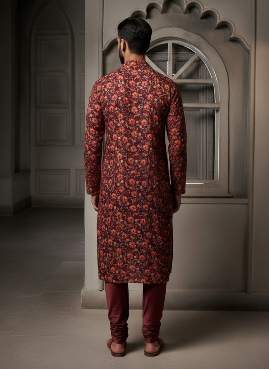 Nature and Floral Cotton Print Kurta