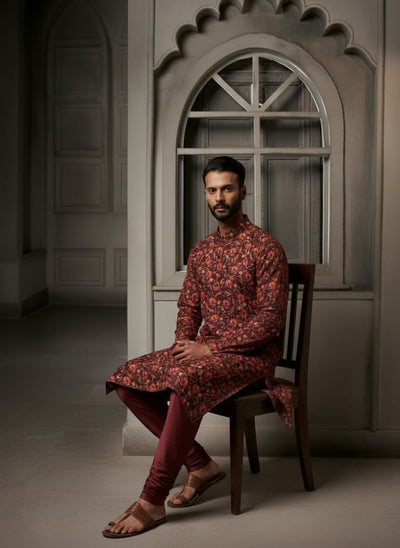 Nature and Floral Cotton Print Kurta