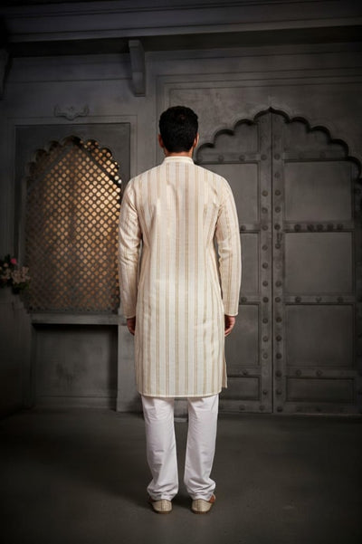White Stripes Cotton Weave Kurta