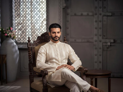 Classic White Cotton Weave Kurta
