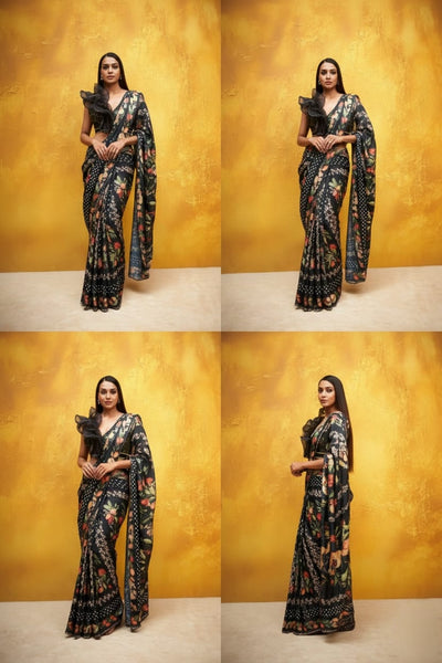 Gallant Jaguar Georgette Print Saree