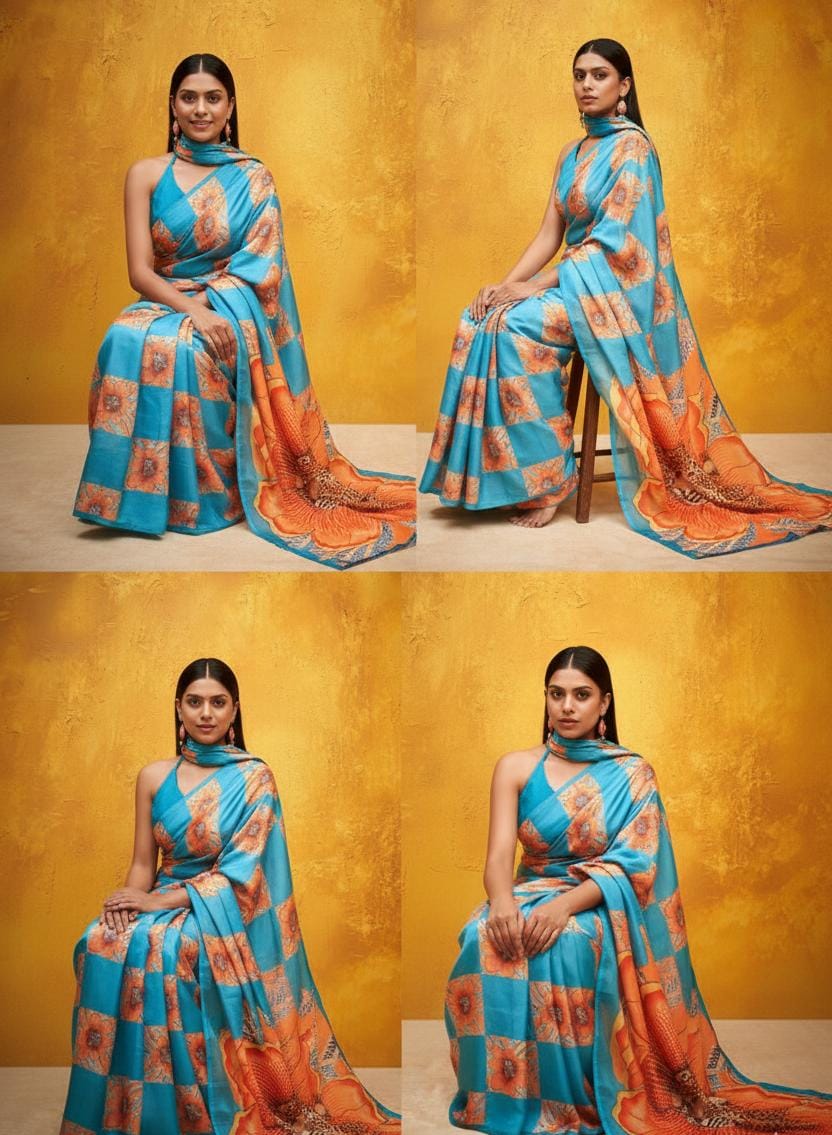 Feisty Jaguar Georgette Print Saree