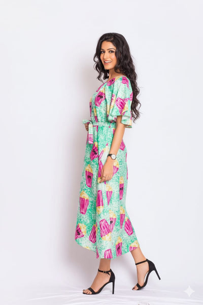 Lucid Silk Print Dress
