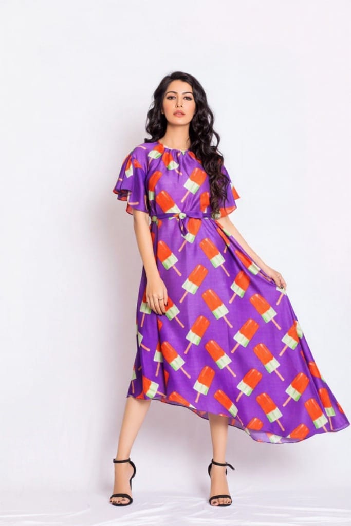 Racy Silk Print Dress