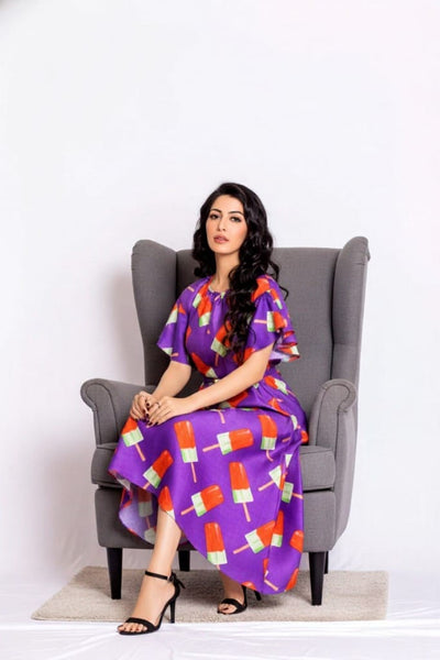 Racy Silk Print Dress