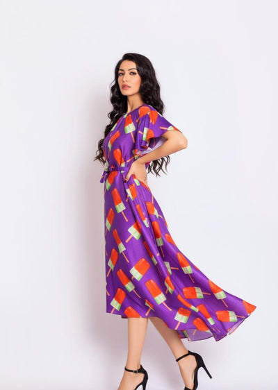 Racy Silk Print Dress