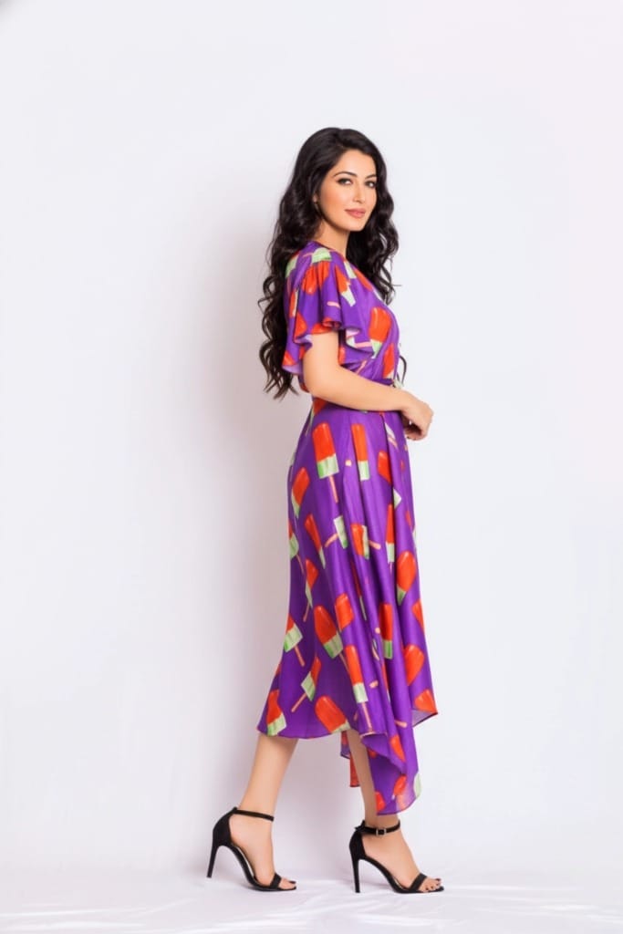 Racy Silk Print Dress