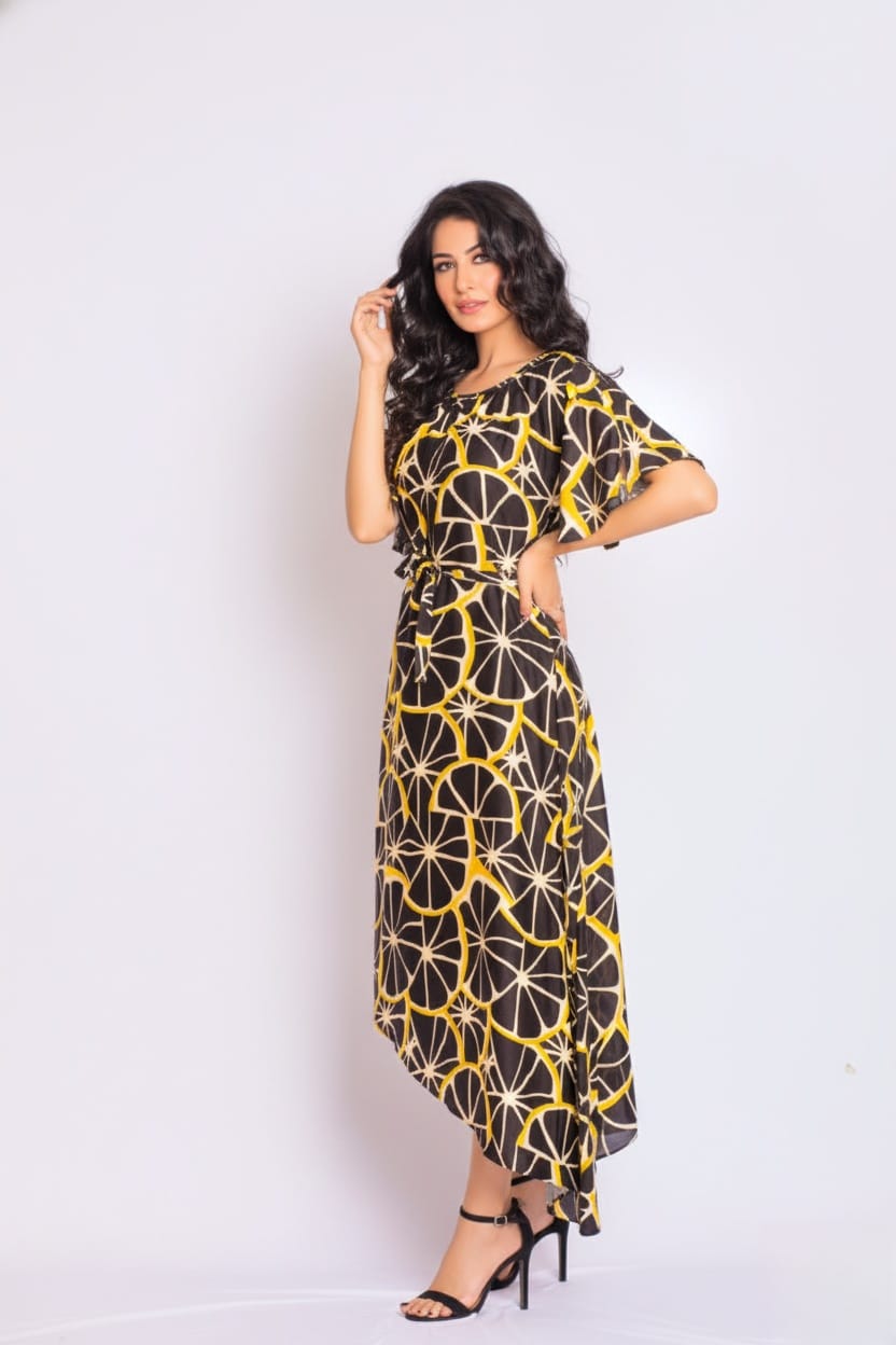 Onset Silk Print Dress
