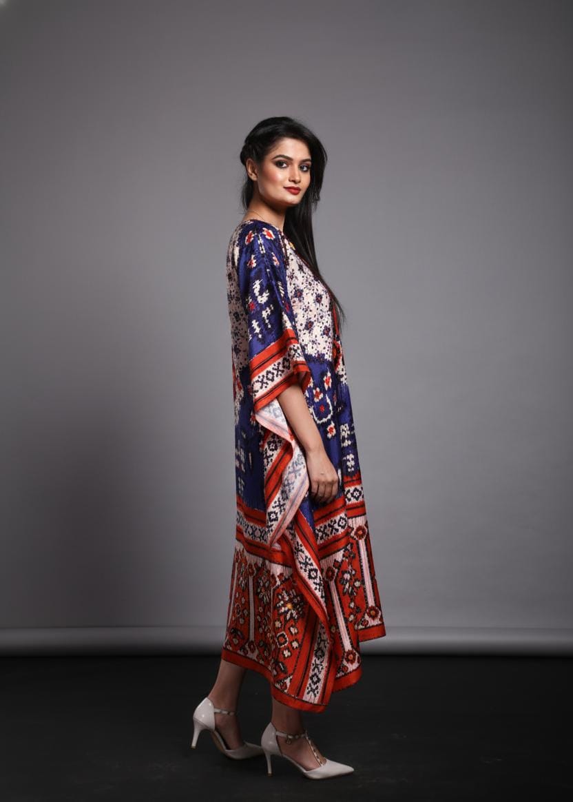 Keya Satin Print Kaftan