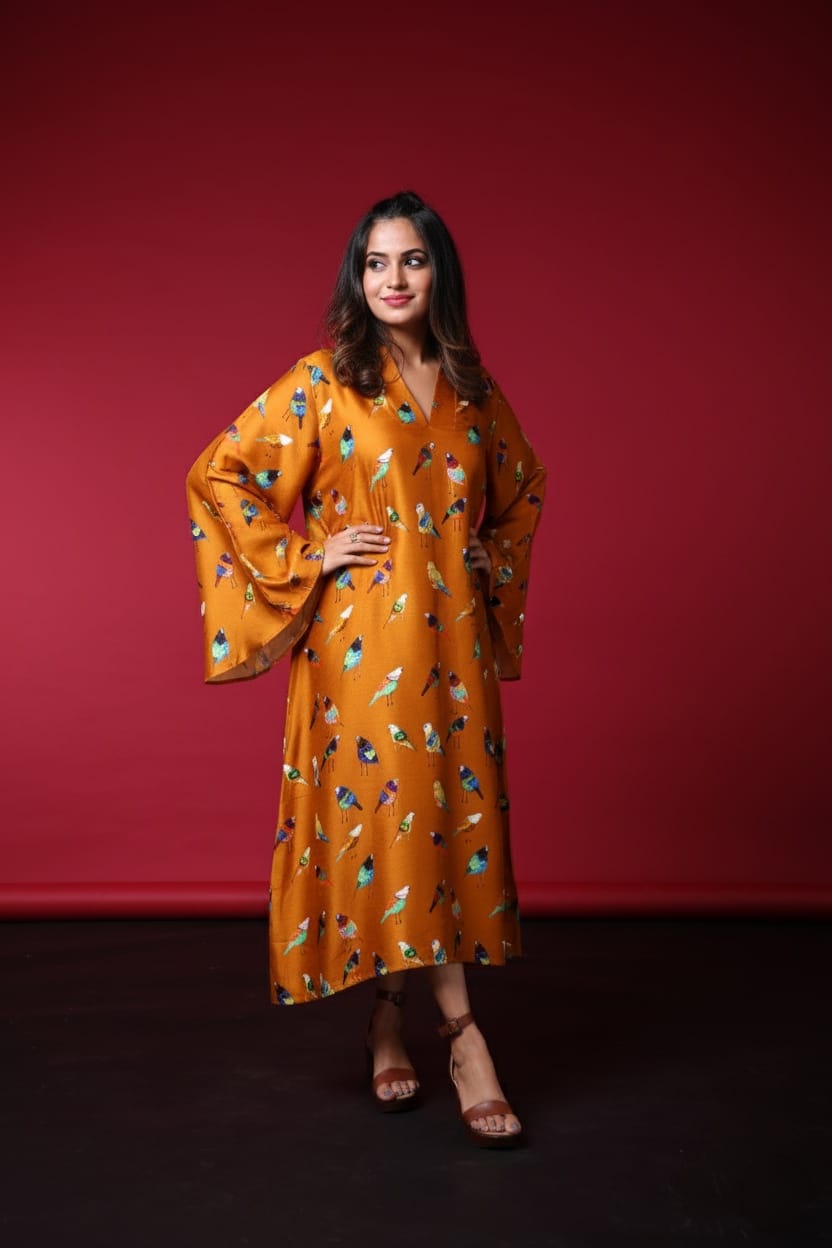 Vina Satin Print Dress