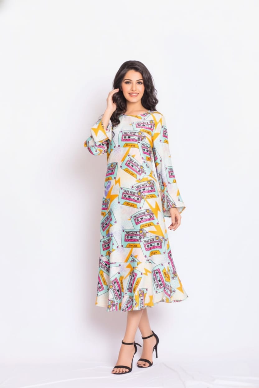 Visage Satin Print Dress