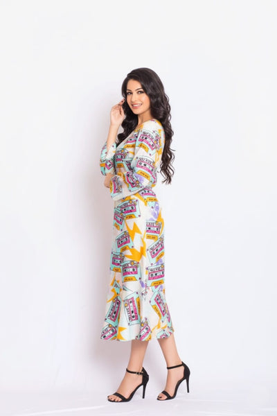 Visage Satin Print Dress