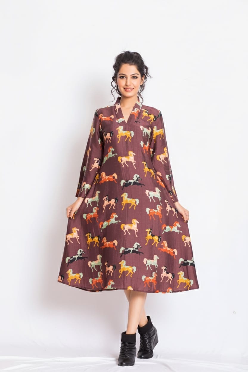 Savara Satin Print Dress