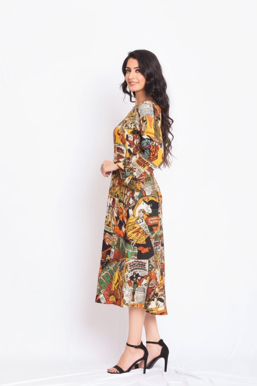 Espy Satin Print Dress
