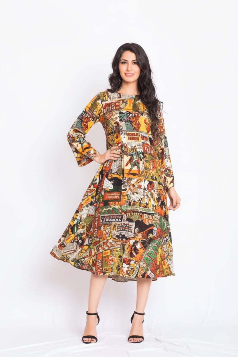 Espy Satin Print Dress