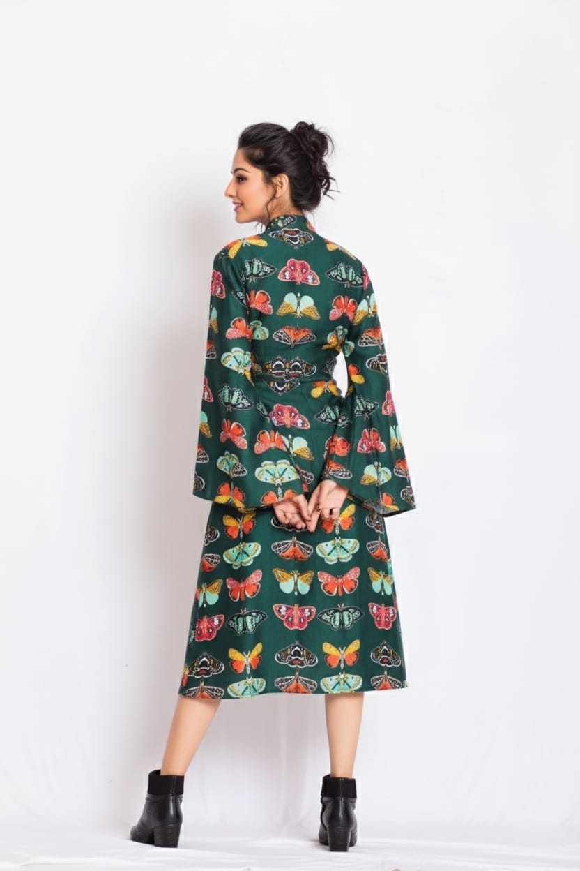 Fly Satin Print Dress