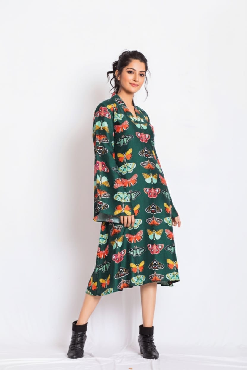 Fly Satin Print Dress