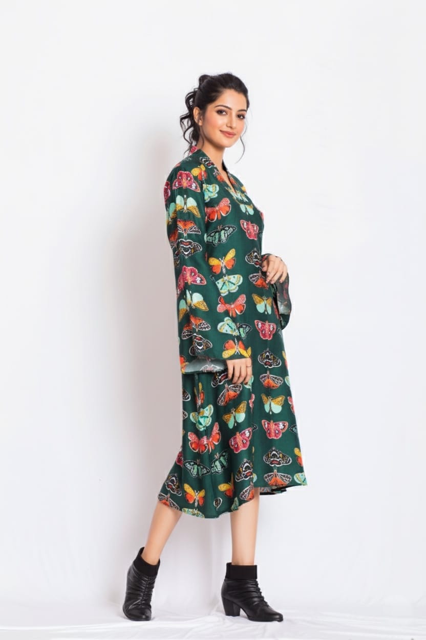 Fly Satin Print Dress