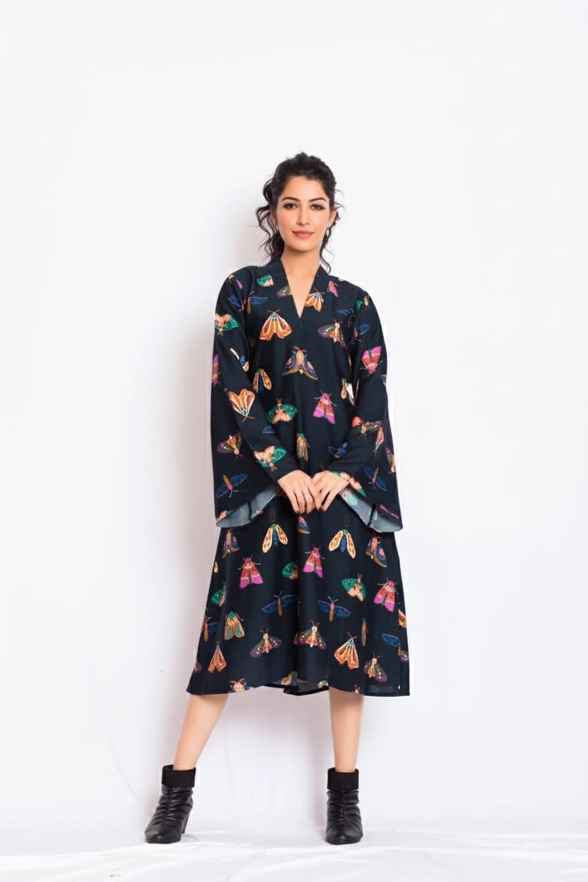 Utsa Satin Print Dress