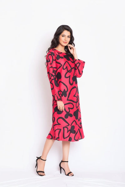 Deluge Satin Print Dress