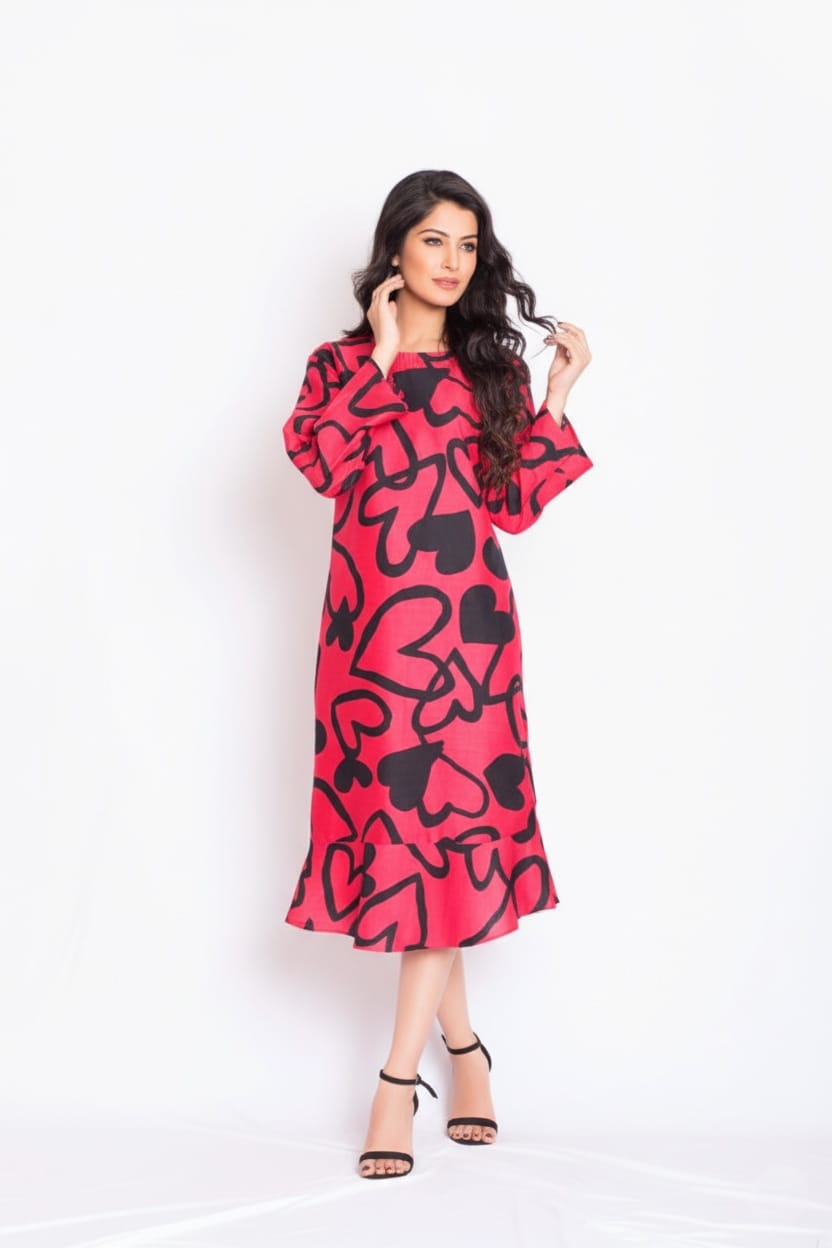 Deluge Satin Print Dress