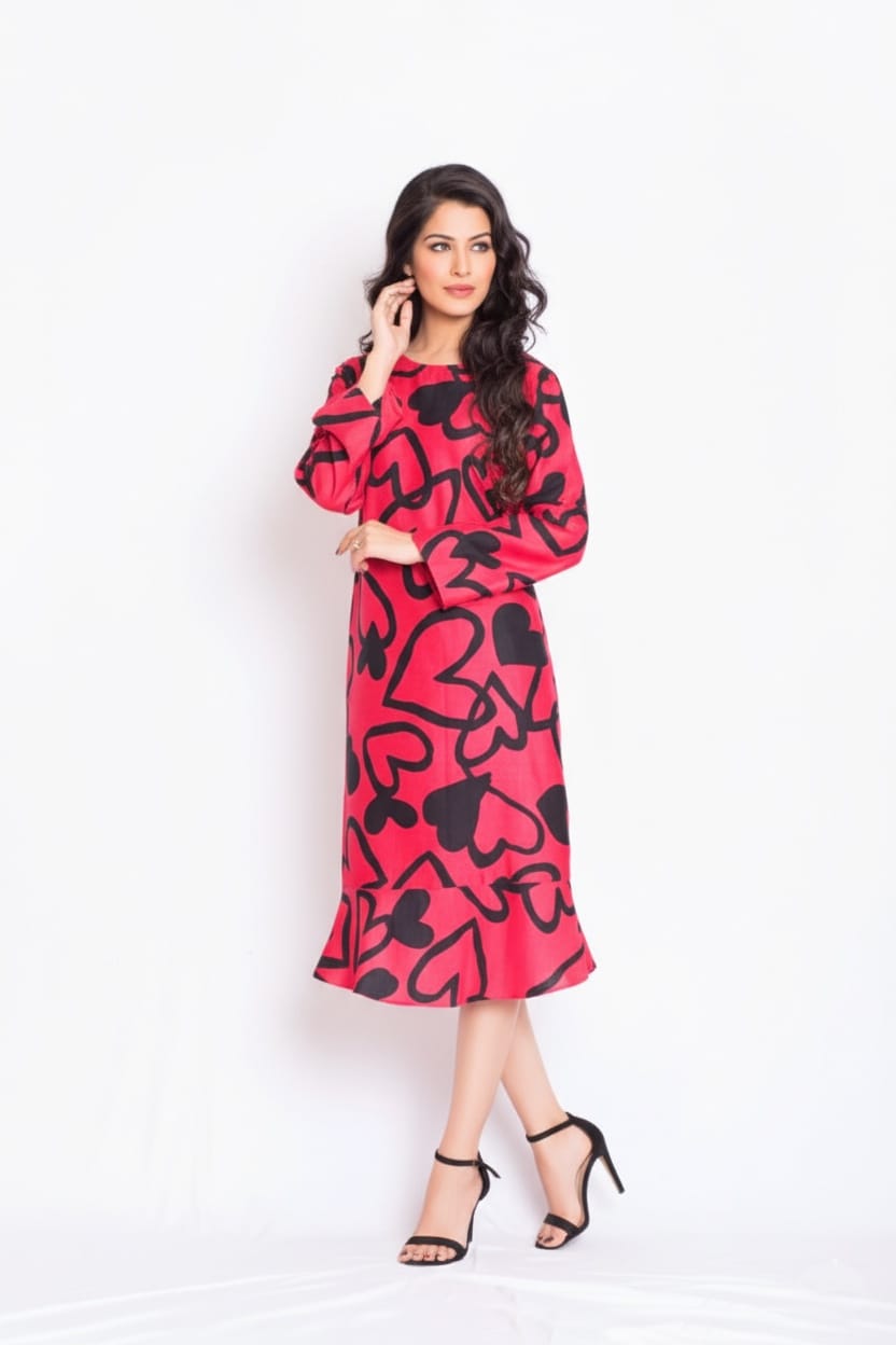 Deluge Satin Print Dress