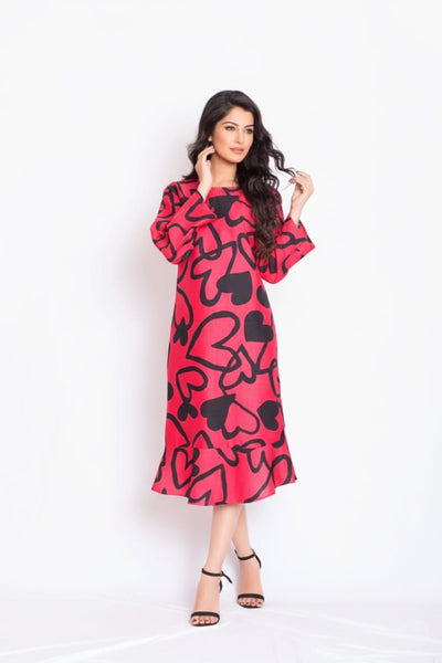 Deluge Satin Print Dress