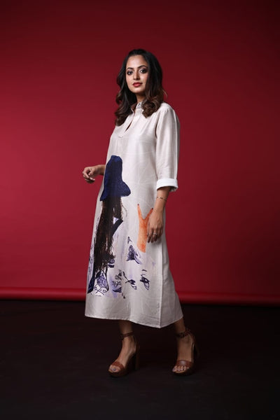 Nira Satin Print Dress