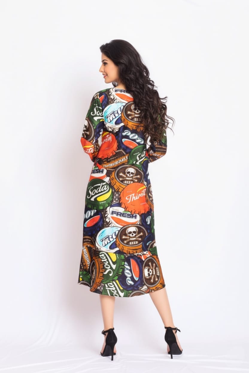 Frizz Satin Print Dress