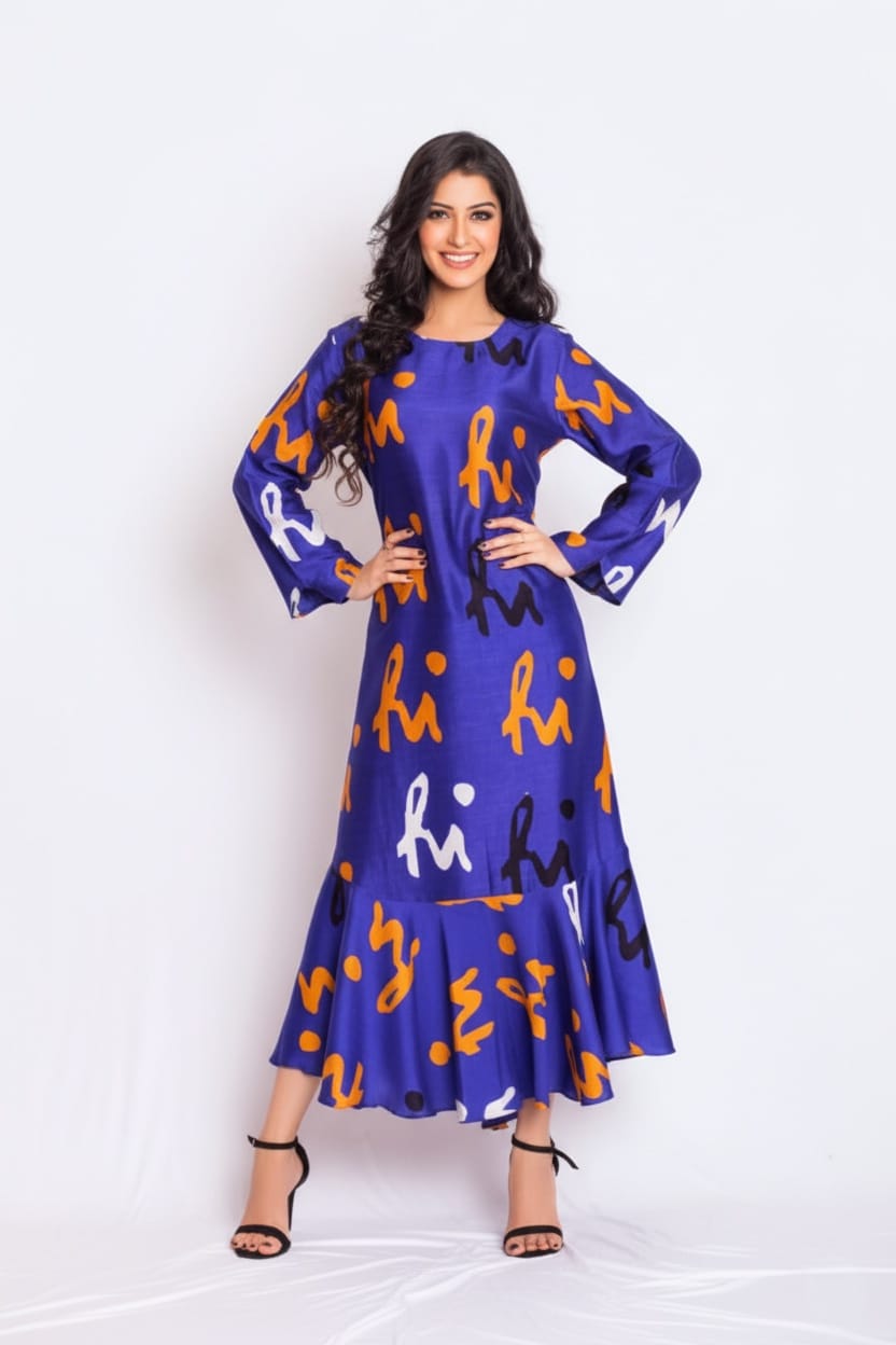 Unison Satin Print Dress