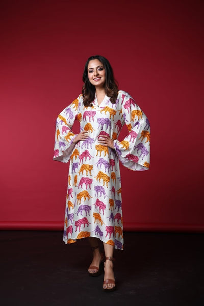 Triya Satin Print Dress