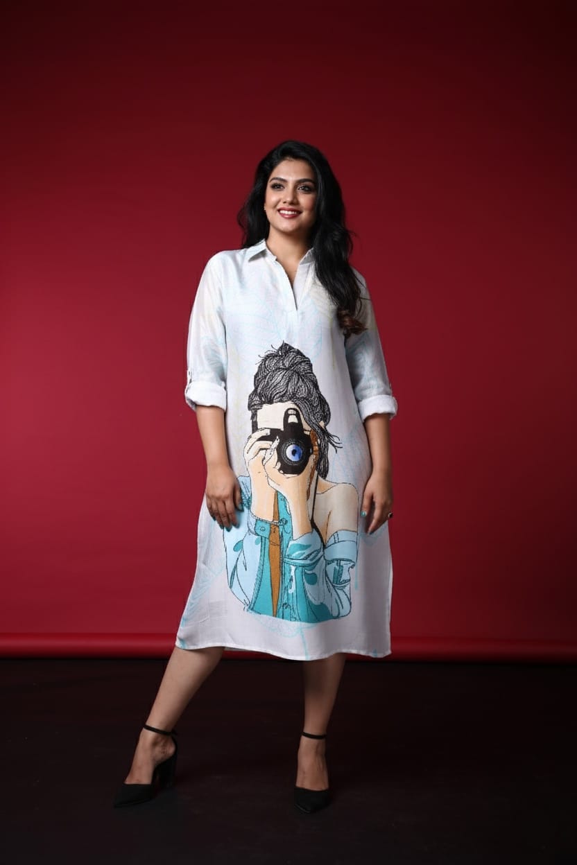 Pavi Satin Print Dress