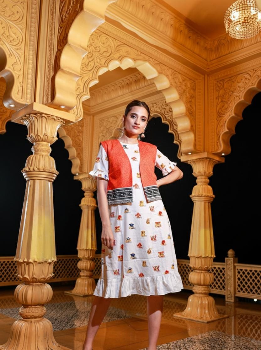 Srishti Cotton Print Bundi Jacket